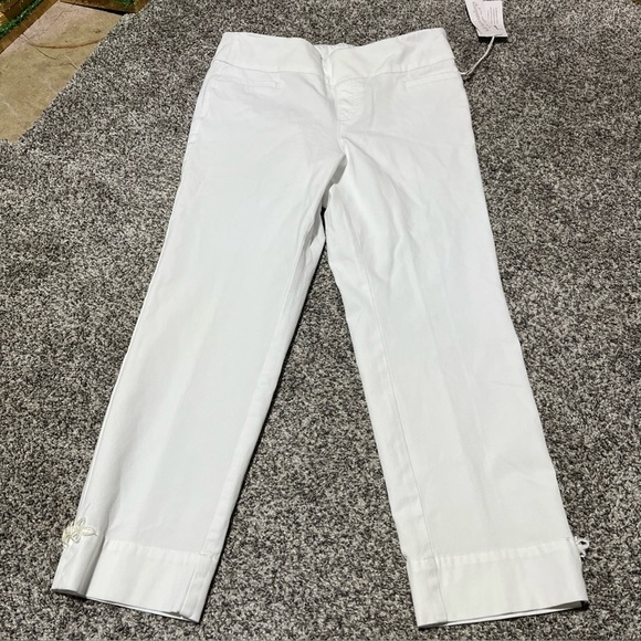 Soft Surroundings Womens Slim/Crop Capri Pants M Pull On Brightside White Note - Picture 1 of 14